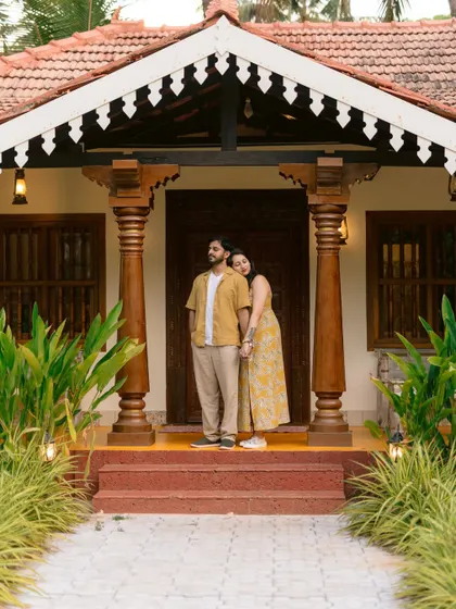A quiet, intimate portrait of a couple at their traditional home. These lifestyle shots are perfect for telling the story of your love in a personal and authentic way.