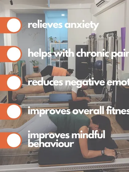 Pilates is a powerful tool for both mental and physical health. It helps relieve anxiety, manage chronic pain, reduce negative emotions, and improve mindful behavior.