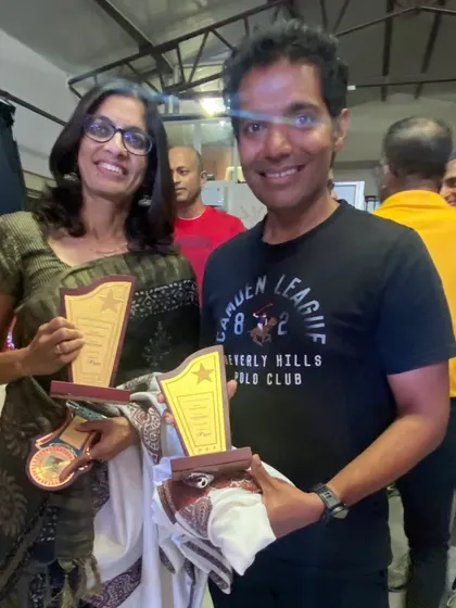 Receiving an award at the Runners Conclave. I am grateful for the recognition and the opportunity to contribute to the sport I love.