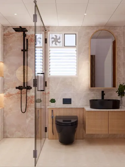 A collection of design concepts, renders, and inspirational images that showcase different styles, color palettes, and ideas for various spaces in the home, from bathrooms and foyers to living areas.