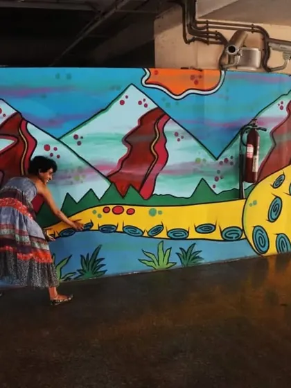 And just like that, my mural made way for a fast-food ad. This is the bittersweet reality of public art. This piece, featuring an astronaut and a surreal landscape, had a short but vibrant life at the WEH metro station.