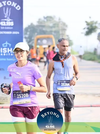 Running alongside my teammate during the relay. Team events build a special kind of bond and shared motivation.