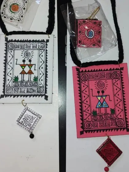 These images showcase the wide variety of my fabric jewelry collection, including different prints, paintings, and color combinations, all available for wholesale.