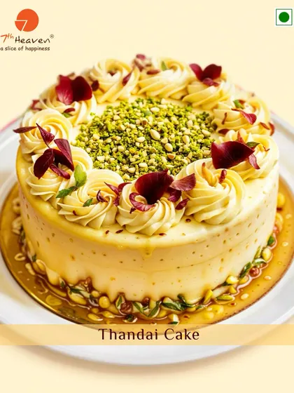 Add a splash of flavour to your Holi! Our special Thandai Cake is infused with the traditional festive drink's spices and nuts, making it the perfect dessert for your celebration.