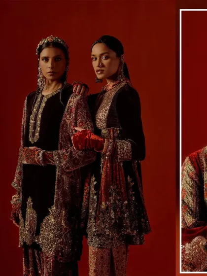 A creative diptych-style image for the Debyani & Co campaign, showcasing multiple angles and looks.