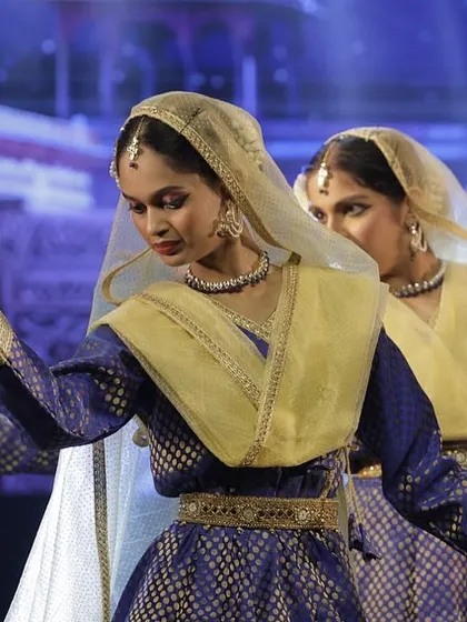 A student performs a 'Taraana' at Varshik Utsav 2024, showcasing the grace and elegance of the Lucknow Gharana style.