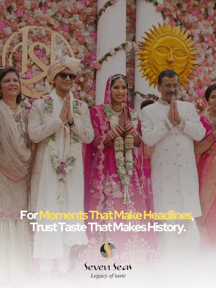"For Moments That Make Headlines, Trust Taste That Makes History." We are humbled to be a part of the city's most talked-about celebrations, including this high-profile wedding attended by Chief Minister Arvind Kejriwal.