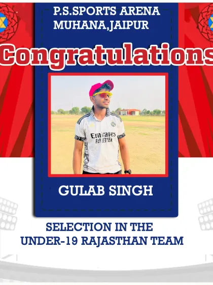 Congratulations to Gulab Singh for his selection in the Under-19 Rajasthan Team. This is a major step in his cricket career, and we are proud to have been a part of his journey.