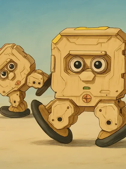 Our adorable walking bots, reimagined with Ghibli magic. We believe every robot has a personality, and this artwork brings that idea to life beautifully.