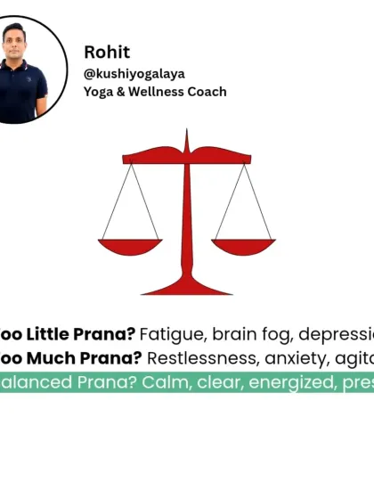 Too little Prana can lead to fatigue and brain fog. Too much Prana can cause restlessness and anxiety. Balanced Prana results in a calm, clear, and energized state.