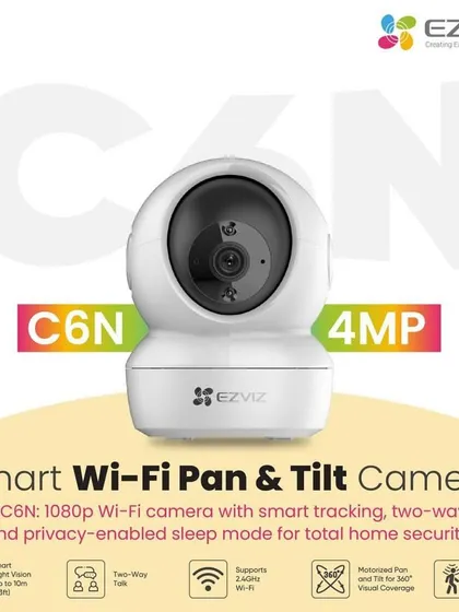 The EZVIZ C6N is a great Wi-Fi camera for inside the home. It offers smart tracking, two-way talk, and can pan and tilt to cover the whole room.
