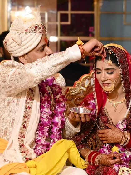 The sacred sindoor moment. It's one of the most beautiful rituals of a Hindu wedding.