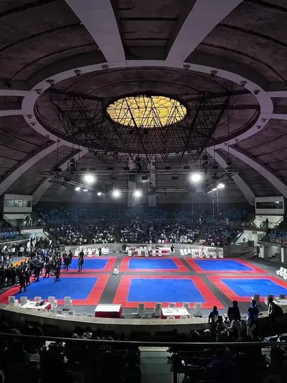 This is the arena where champions are made. The All India Inter Zonal Karate Championship at Talkatora Indoor Stadium, where my students and I compete against the best.