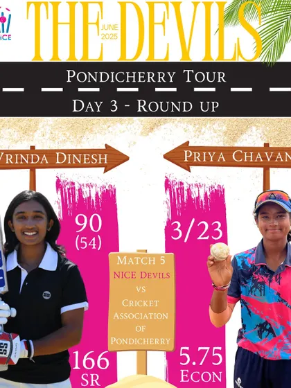 Day 3 round-up from Pondicherry, with Vrinda Dinesh and Priya Chavan leading the charge with bat and ball to seal the series.