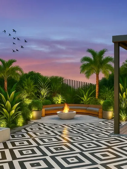 A slightly different angle of the same dramatic Gurugram terrace concept.