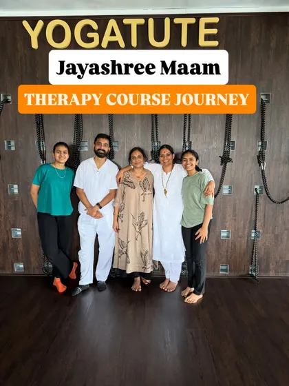Learning has no age. Jayashree Ma'am stands with our team after completing her Yoga Therapy course. Her dedication proves that the desire to learn and heal is timeless.
