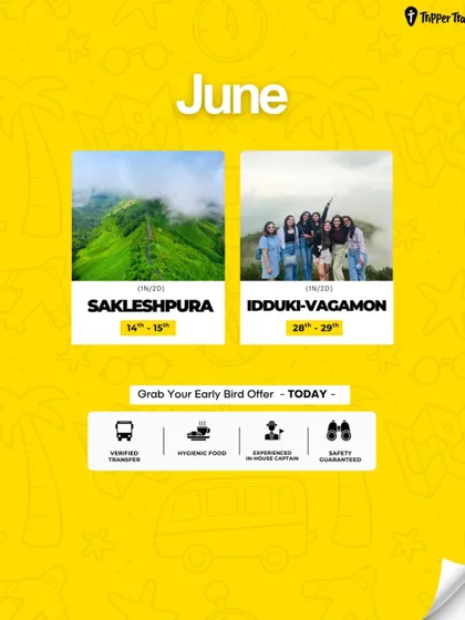 The calendar for our Females Only trips in June is live! We're going to Sakleshpura and Idukki-Vagamon. Safety, security, and premium stays are all covered.