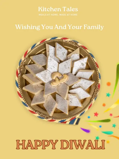 For Diwali, we bring you the authentic taste of festivals right from our home kitchen. Our kaju katli is made fresh, just like you would have at home, using pure ingredients and lots of love.