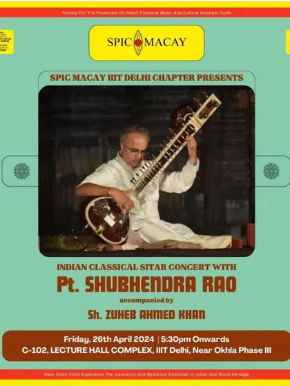 Announcing an upcoming concert at IIIT Delhi. Performing at premier technology and engineering institutes like IIT helps bridge the gap between the arts and sciences, showing how creativity is essential in all fields.