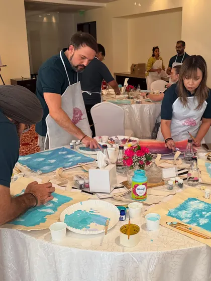 A fun evening with The White Box at JW Marriott, Bangalore. The participants are getting creative with their canvases.