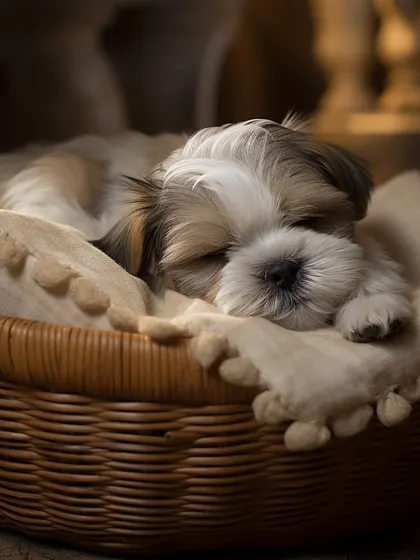 Tucked away and dreaming. This puppy found the perfect cozy basket for a quiet and peaceful nap.
