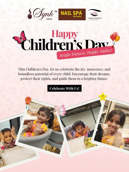 A heartwarming collage celebrating Children's Day, featuring some of our youngest clients enjoying their pampering sessions at the salon.