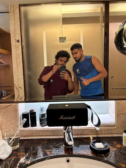 Capturing the moment with Umran Malik after his haircut.
