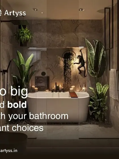 Don't be afraid to go big and bold with plants in your bathroom. Using oversized plants can turn a simple bathroom into a lush, spa-like sanctuary, adding a touch of nature and tranquility to your daily routine.