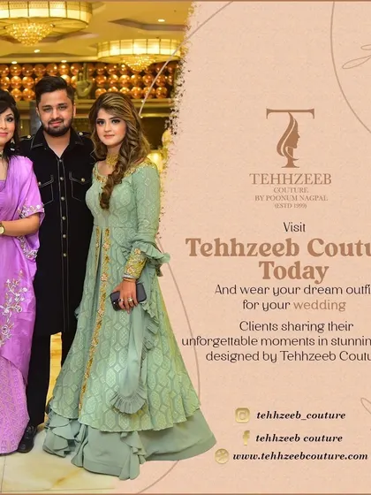 A beautiful picture of my clients enjoying a wedding in their custom Tehhzeeb Couture outfits. I love being a part of your unforgettable moments.
