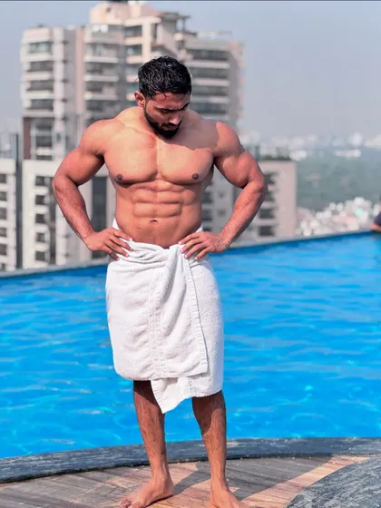 A moment of thought by the pool. A healthy body leads to a clear mind.