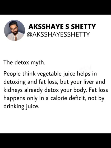 The detox myth is powerful, but your liver and kidneys are your body's real detox system. Fat loss only happens in a calorie deficit, not by drinking vegetable juice.