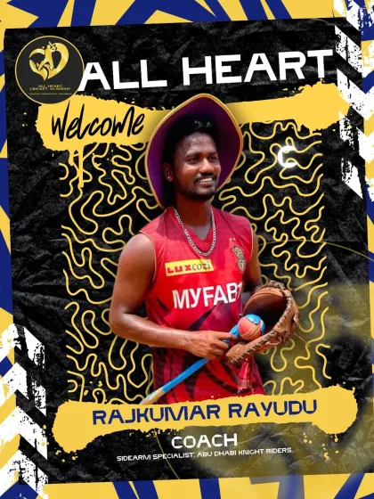 Meet coach Rajkumar Rayudu. With over 5 years of sidearm coaching experience, including with the Abu Dhabi Knight Riders, he brings focus and high energy to every session.