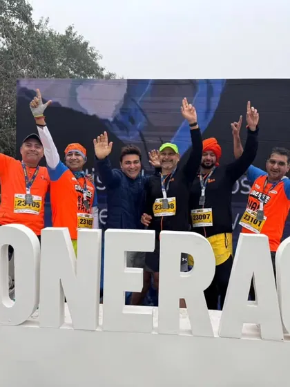 The GRR contingent at the Super Sikh Run, celebrating a podium finish and the vibrant spirit of the event.