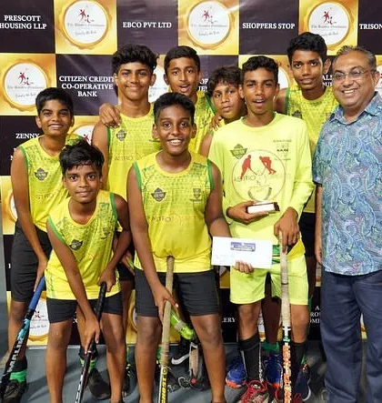 The team celebrating their win at the Bandra Gymkhana Rink Hockey Tournament.
