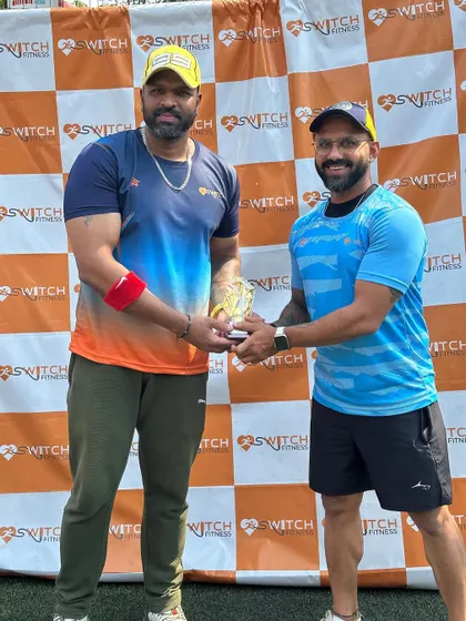 Anil from Switch Thunder Strikes is awarded Man of the Match for his power-packed performance, scoring 27 runs and taking 3 wickets to lead his team to glory.
