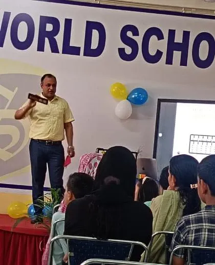 Presenting our abacus program at Sanctum World School. We equip our franchisees to deliver compelling presentations to parents and schools.