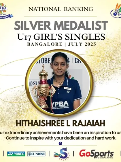 Silver medalist Hithaishree L Rajaiah in the U17 Girl's Singles at the Jr All India badminton tournament in Bangalore. A great achievement for a young player.
