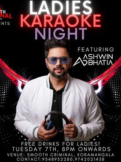 I host a variety of themed events, like this popular Ladies Karaoke Night. This poster shows a typical weekly gig, which is perfect for anyone looking for a regular spot to unwind, sing, and have a great time.
