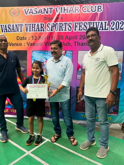 Ira Purohit, our Girls U-11 runner-up, with her trophy. We are proud of her performance and fighting spirit.