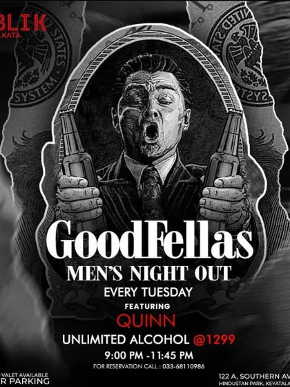 The flyer for "GoodFellas" Men's Night Out, another one of my weekly residencies at Publik.