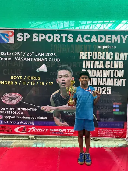 Ojas Gupta, the runner-up in the U-13 Boys category, with his trophy.