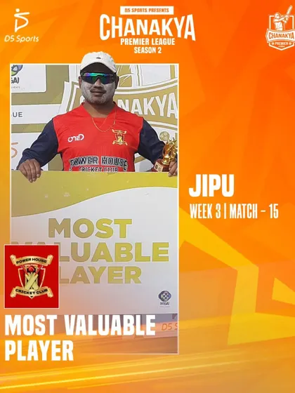 Jipu from Power House Cricket Club, another MVP from Week 3. Individual awards help motivate players throughout the season.