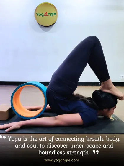This advanced asana on the yoga wheel demonstrates a beautiful connection between breath, body, and soul. The wheel supports a deep spinal extension, embodying the boundless strength found in practice.
