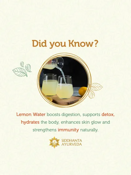 A simple glass of lemon water can be a powerful wellness tool. It boosts digestion, supports the body's natural detox processes, enhances skin glow, and helps strengthen immunity.
