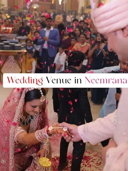 A graphic showcasing wedding venues in Neemrana, a destination known for its historic forts and palaces.