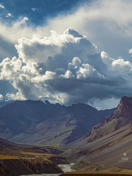 The sky tells its own story. I focus on capturing dramatic weather and cloudscapes that add a powerful, cinematic quality to my landscape photography, as seen in this Spiti Valley image.