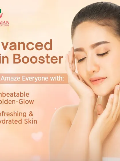 Our Advanced Skin Booster treatment is designed to give you an unbeatable golden glow. It leaves your skin feeling refreshed, deeply hydrated, and visibly more radiant.