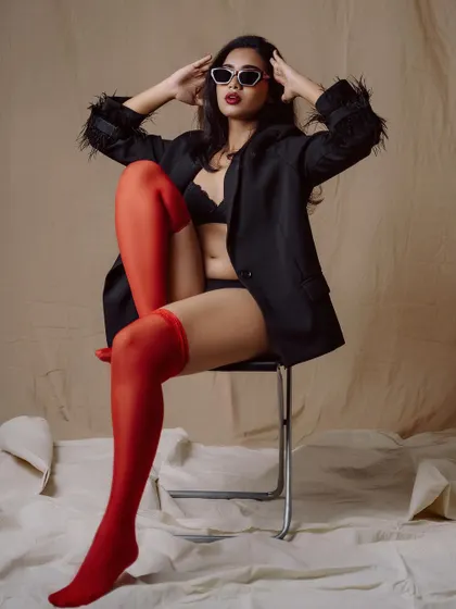 A full-body pose from the Hollywood editorial.
