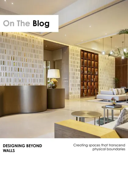 The cover of our blog post, "Designing Beyond Walls." This piece explores our approach to creating spaces that transcend physical boundaries, adapting to modern lifestyles where homes double as offices.