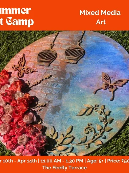 Our Summer Art Camp is packed with exciting projects, like this beautiful mixed media art piece. Kids get to explore different textures, materials, and techniques.